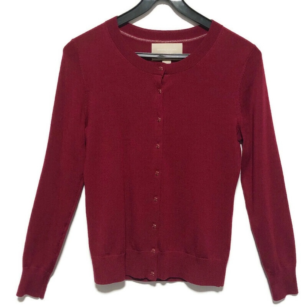 BANANA REPUBLIC | Red Cardigan 100% Merino Wool PS